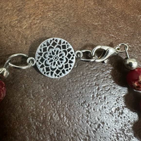 Handmade Red Sea Sidment Jasper Beaded Bracelet - Picture 5 of 5